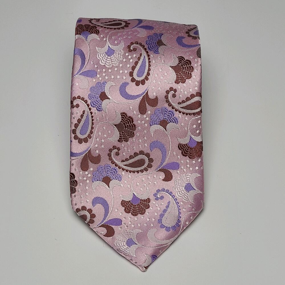 Rossi Man Milano Men's Tie Pink Lavender Paisley 63"